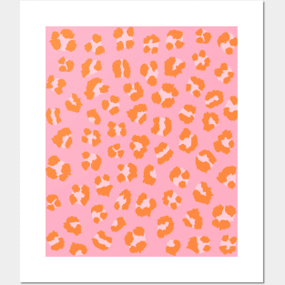 Leopard Cheetah Spots Print in Pink and Orange Posters and Art